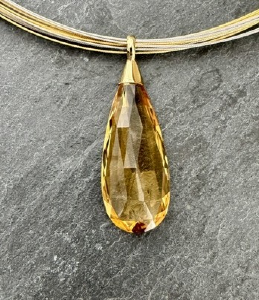 Citrin Briolett Anhänger in 585 Gelbgold